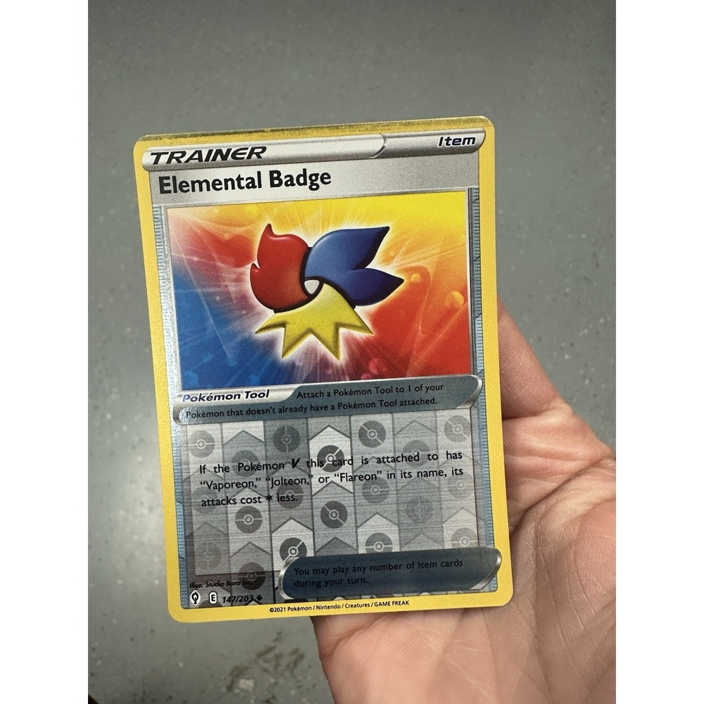 Elemental Badge 147/203 ROLLER MARK ERROR Reverse Holo Pokemon Card